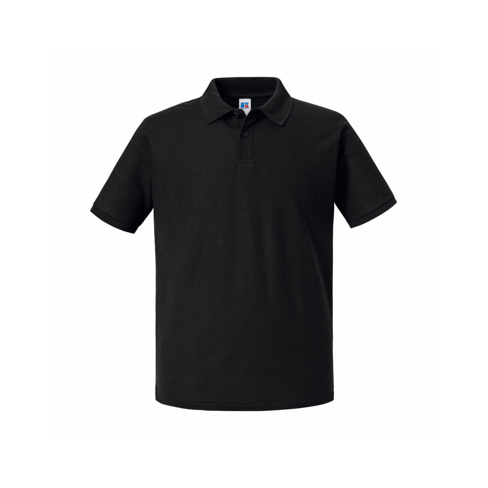 Russell (M, Black) Mens Authentic Pique Polo Shirt