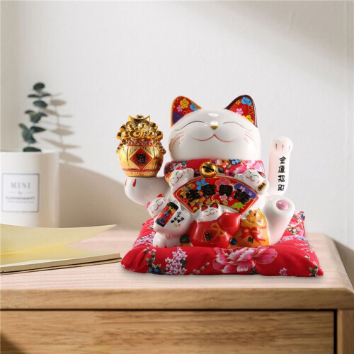 7 Polegadas Cerâmica Acenando Gato Maneki Neko Ornamento Feng Shui DecoraçãO BalançO Gato da Sorte, B