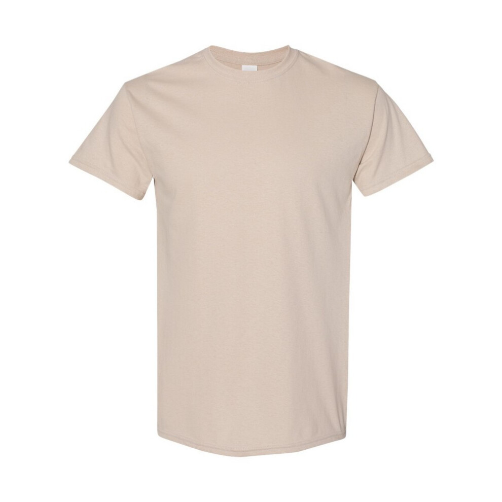 Gildan (L, Sand) Mens Heavy Cotton T-Shirt