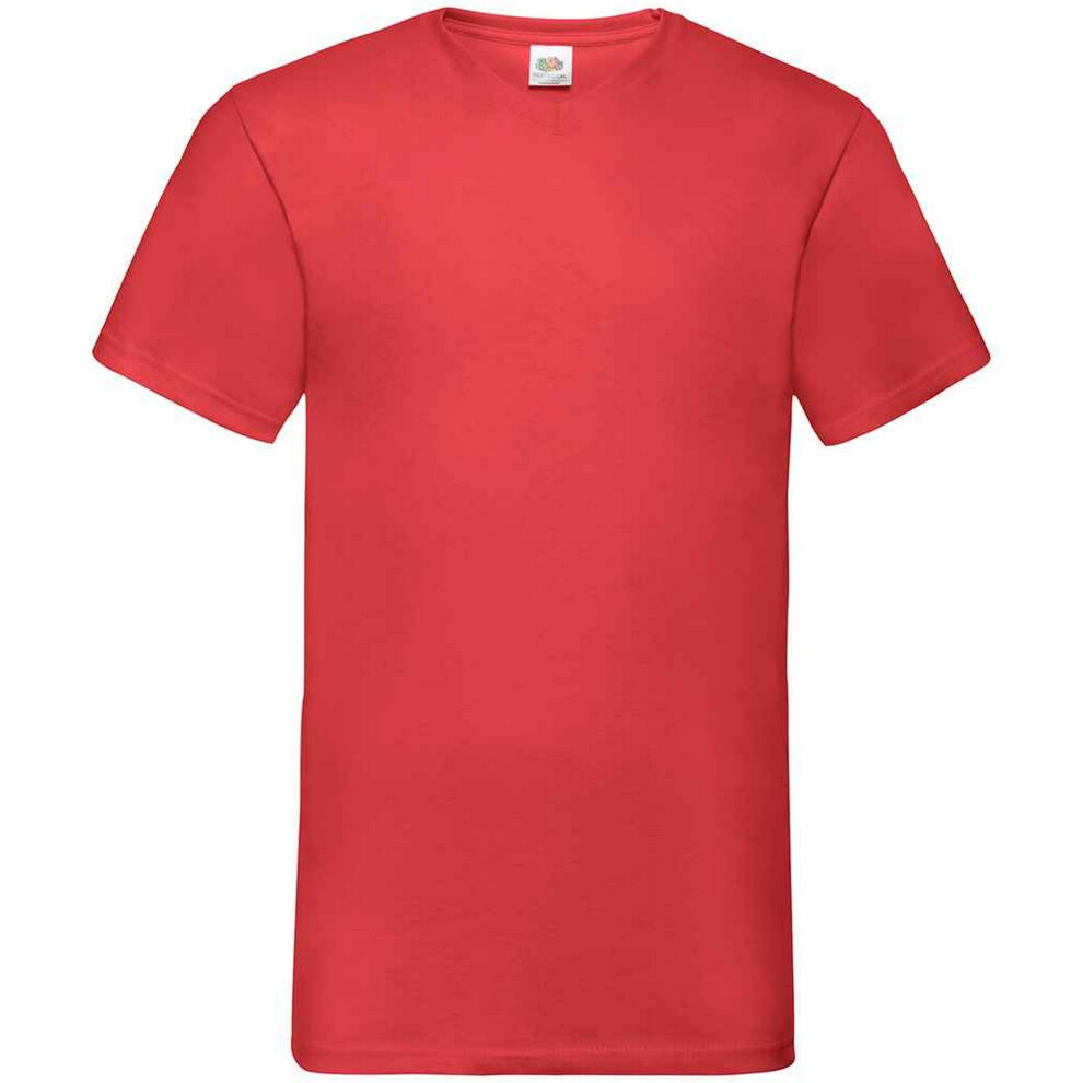 Fruit Of The Loom (L, Red) Mens Value V Neck T-Shirt