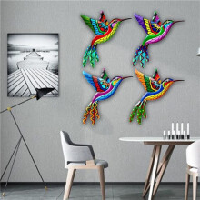 4PCS Garden Ornaments Outdoor Hanging Metal Bird Indoor Decorations for Living Room Garden Lawn Fence Terrace