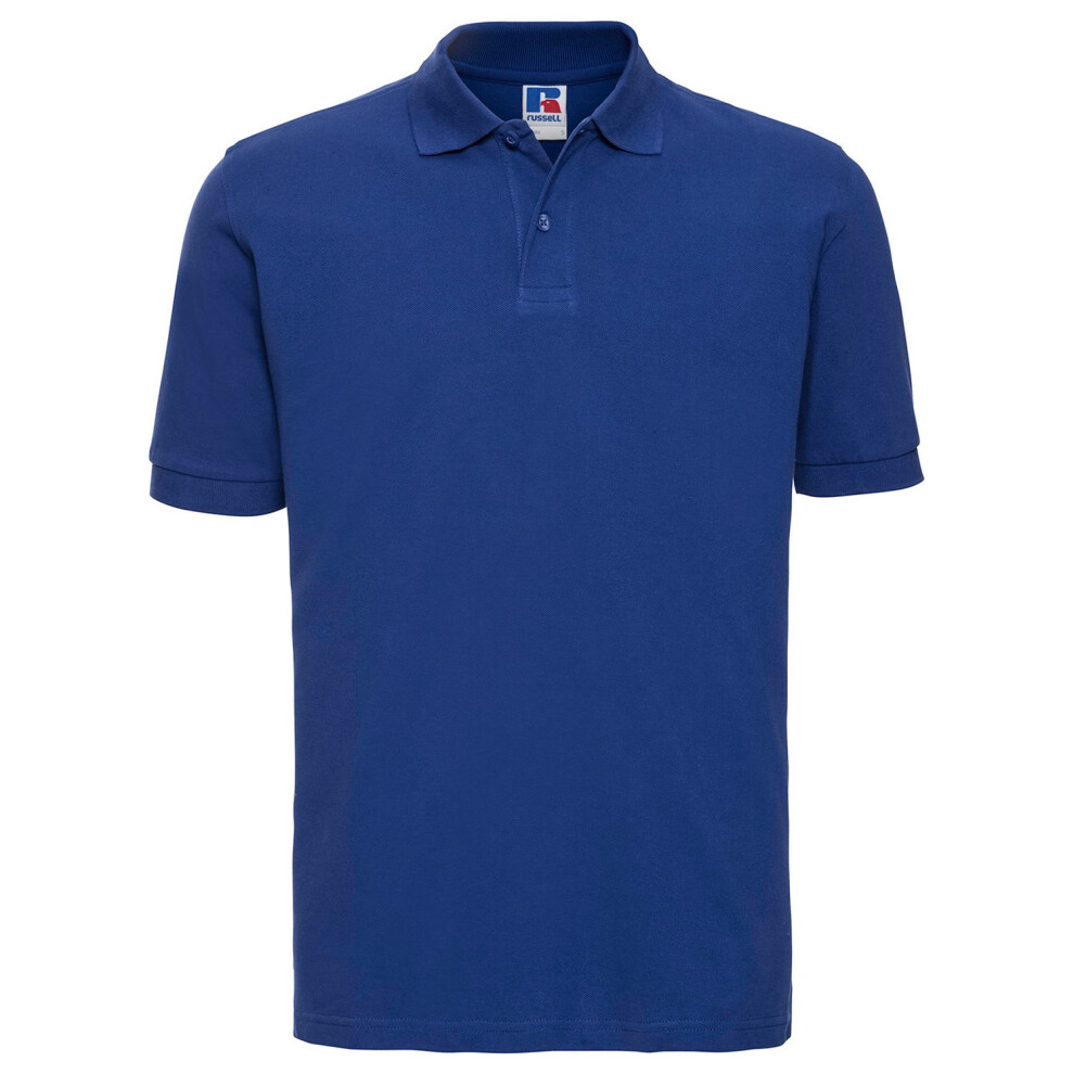 Russell (S, Bright Royal Blue) Mens Classic Cotton Pique Polo Shirt