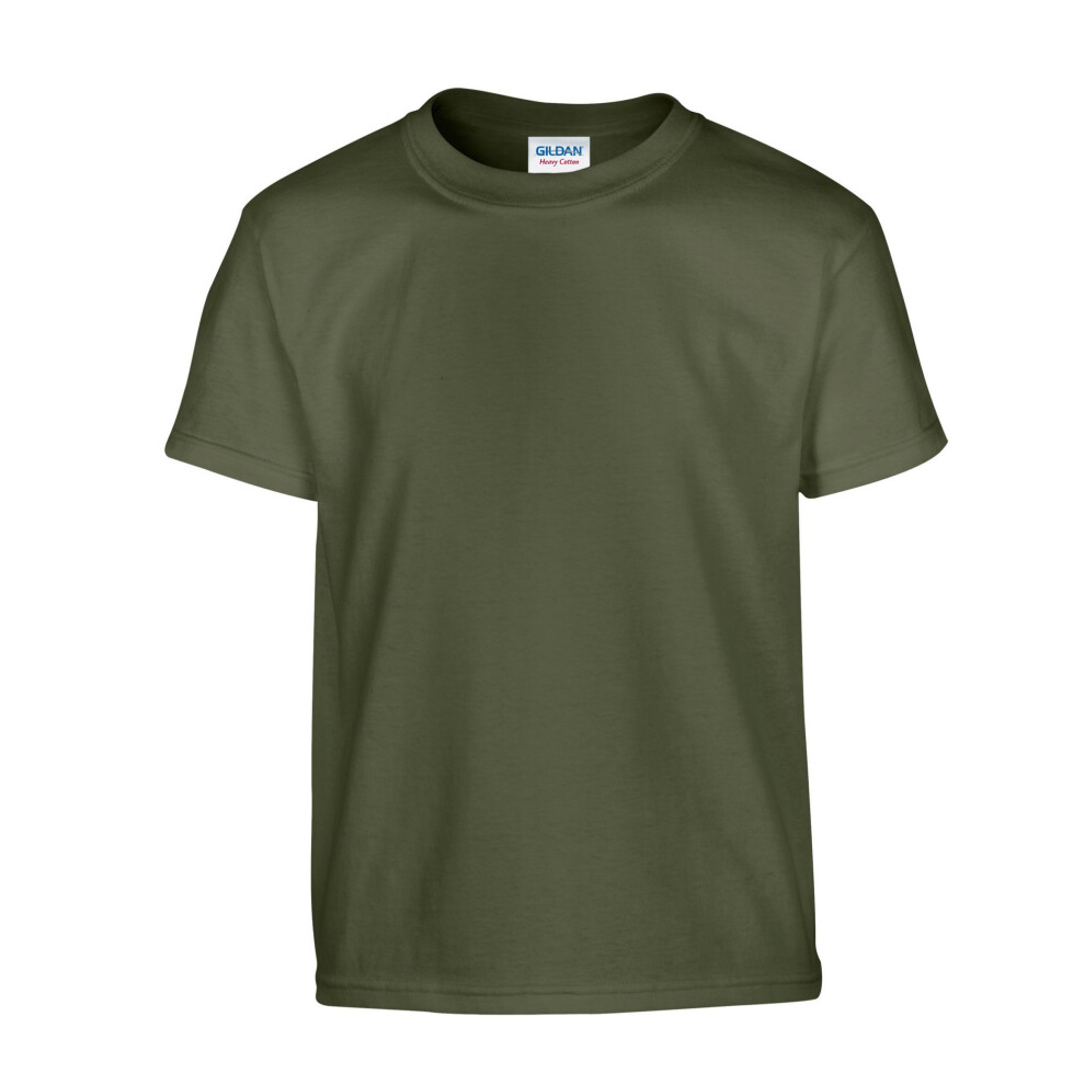 Gildan (12-13 Years, Military Green) Childrens/Kids Plain Cotton Heavy T-Shirt