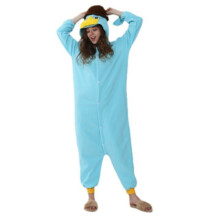 Unisex pyjama voor volwassenen met cartoon dierenprint, lichtblauw, maat L