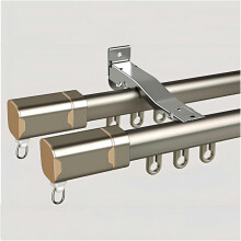 Rail double pour rideaux en aluminium, fixation plafond/mur, 560 cm