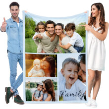 Couverture photo personnalisée en flanelle polaire 32 x 48 pouces