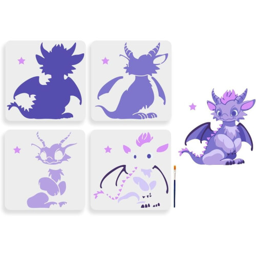 Dragon Stencil Set Reusable 11.8 Inch 4 Pieces