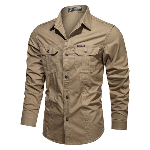 Taktisches Herren-Langarmhemd Khaki M