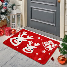 Christmas Reindeer Plush Door Mat Non-Slip 20x30 Inch