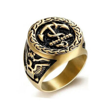 Stainless Steel Ring 18k Gold Plated Men's Jewelry Size 12