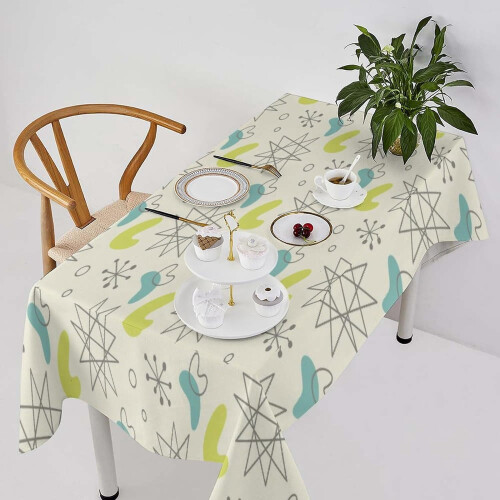 Tischdecke im Mid-Century-Modern-Stil mit Atomsternmuster