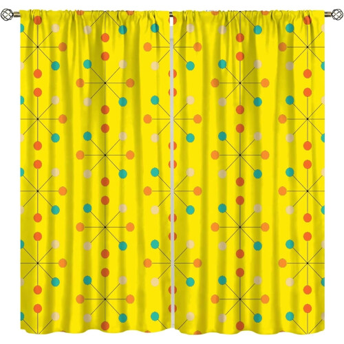 Mid Century Curtains Retro 50s Pattern 2 Panels 55x39 in