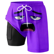 3D-Cartoon-Badeshorts für Herren mit elastischem Bund und Kordelzug