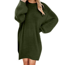 Oversize-Strickkleid für Damen, langärmelig, einfarbig