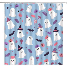 Halloween-Geister-Duschvorhang Blau 84x70 Zoll Stoff mit