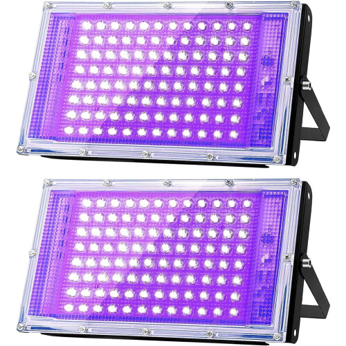Glostars UV Black Light Spotlight 100W 2 Pack