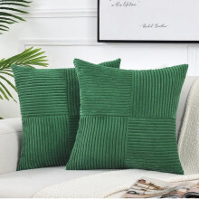 Housse de coussin décorative orange automne, texture velours côtelé, 1 pièce