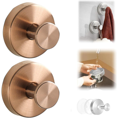 Sugkrokar i rostfritt stål, roséguld, 2-pack
