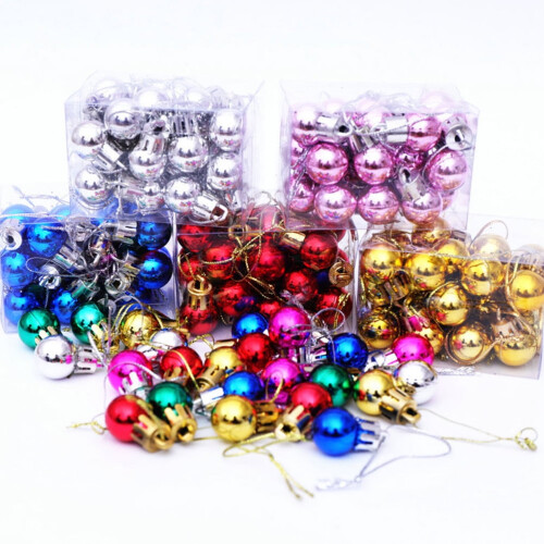 Christmas Tree Ball Ornaments Blue Round 24 pcs