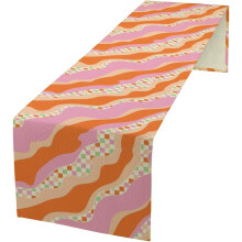 Șervețel de masă curcubeu cu geometrie retro abstractă, 33x178 cm