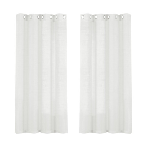 Linen Sheer Curtains Silver 52x63 in 2 Panels