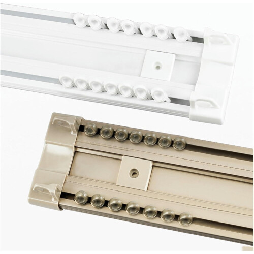 Kit de tringle à rideaux double rail en aluminium blanc 150 cm