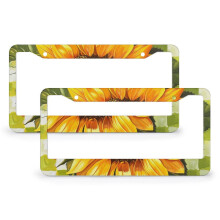 Yellow Sunflower License Plate Frame Aluminum 2 Pack