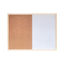 Magnetic Whiteboard and Cork Board Combo Brown Wood