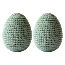 Hand-Crocheted Easter Egg Ornament Mint Green 2.8 inch 2 pcs