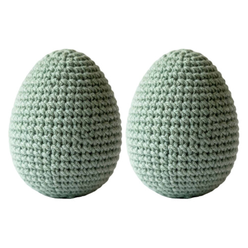 Hand-Crocheted Easter Egg Ornament Mint Green 2.8 inch 2 pcs