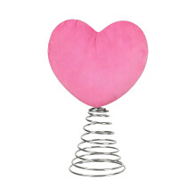 Pink Heart-Shaped Tree Topper 8.07 Inch Glitter Spiral Base