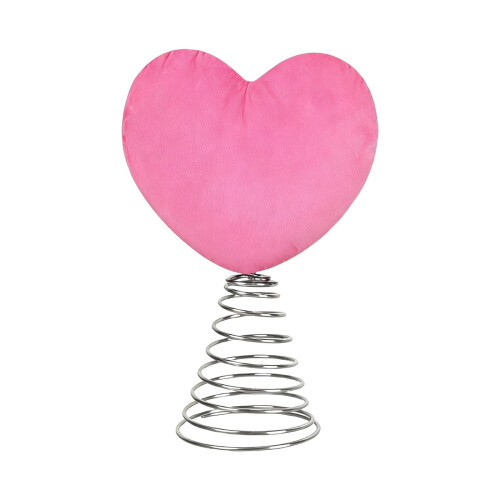 Pink Heart-Shaped Tree Topper 8.07 Inch Glitter Spiral Base