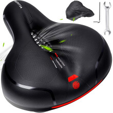 Bike Seat Cushion Soft Wide Dual Shock Absorbing Reflective