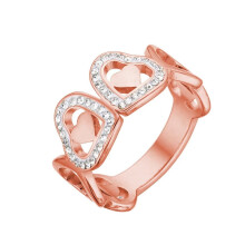 Women's Rose Gold Stainless Steel Hollow Heart Ring with