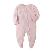 Baby footed pajamas with mitten cuffs cotton zip footie