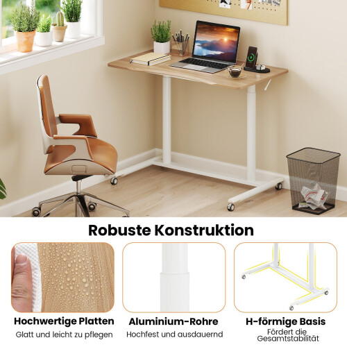 Verstelbaar zit-sta bureau, C-vorm, 70-106 cm, mobiel 2