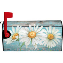 Rustic Daisy Mailbox Cover Teal Old Wood 21x18 inch