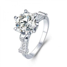 925 Sterling Silver Moissanite Ring for Women 2 Carat D