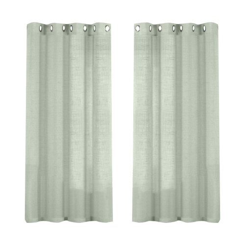 Linen Sheer Curtains Silver 52x63 in 2 Panels