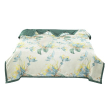 King Bedspread Green Botanical Print 100% Cotton Quilted