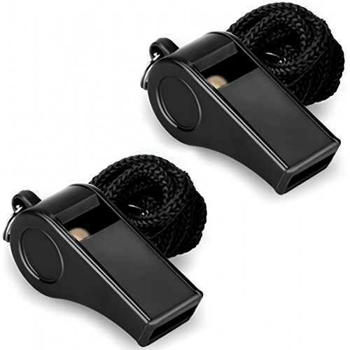 Plastic Sports Whistle with Lanyard 2 Pack
