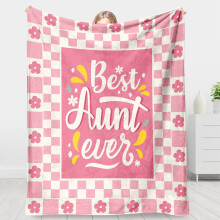 Pink Checkered Throw Blanket for Aunt 60"50"