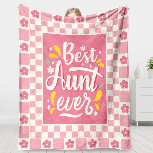 Pink Checkered Throw Blanket for Aunt 60"50"