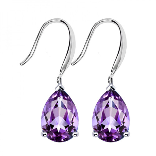 Sterling Silver Blue Topaz Drop Earrings Vintage Style