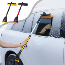 Snow Shovel with Detachable Brush and Cowhide Scraper