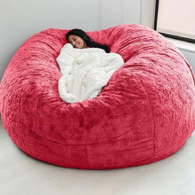Velvet Sofa Chair Cover Red Circular Fluffy 70.87x35.43