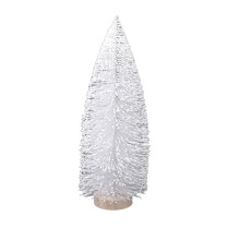 White Mini Bottle Brush Christmas Tree 9.84 Inch with