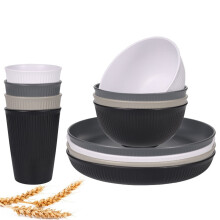 Plastic Cereal Bowl 24 oz Wheat Straw Set of 8