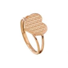 Women's Rose Gold Stainless Steel Heart Ring Size 9