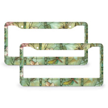 Flowers and Dragonflies License Plate Cover Set 2 pcs